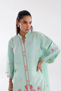 Sana Safinaz Embroidered 2-Piece Blended Lawn Suit – Mint Green & Coral