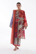 Sana Safinaz Printed 3-Piece Lawn Suit – Terracotta & Multi-Color
