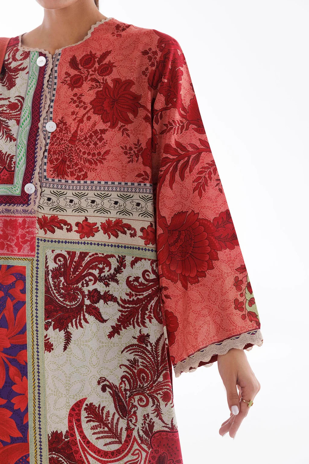 Sana Safinaz Printed 3-Piece Lawn Suit – Terracotta & Multi-Color