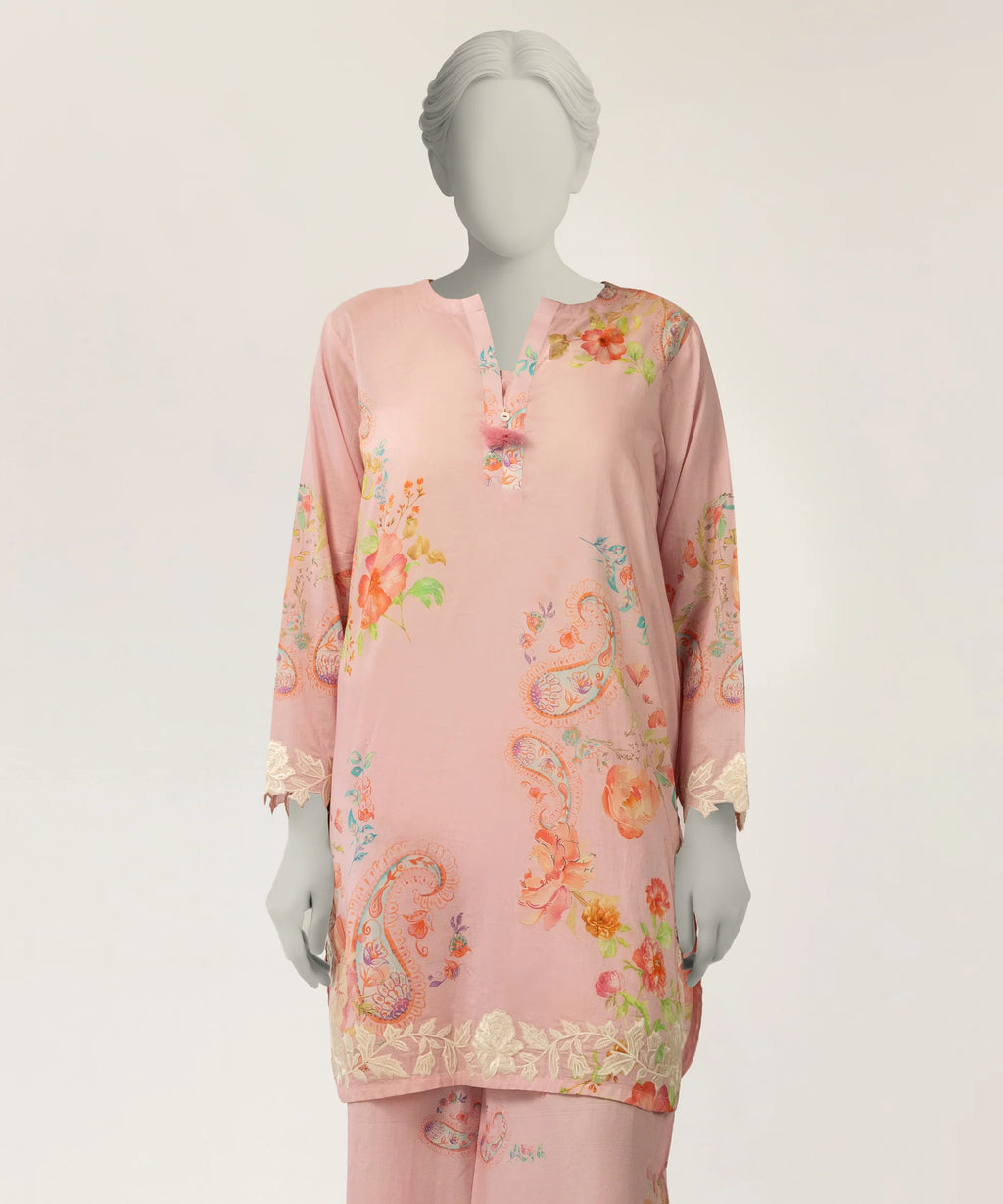 J. Lawn Embroidered Stitched 2-Piece Suit - Baby Pink
