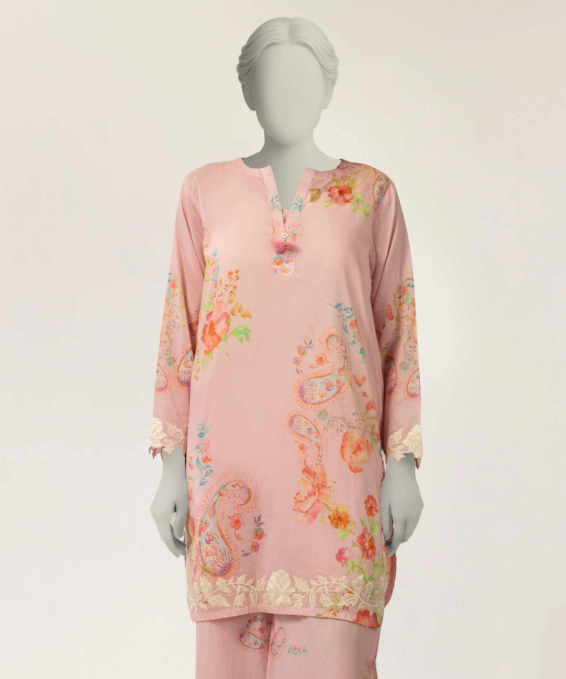 J. Lawn Embroidered Stitched 2-Piece Suit - Baby Pink