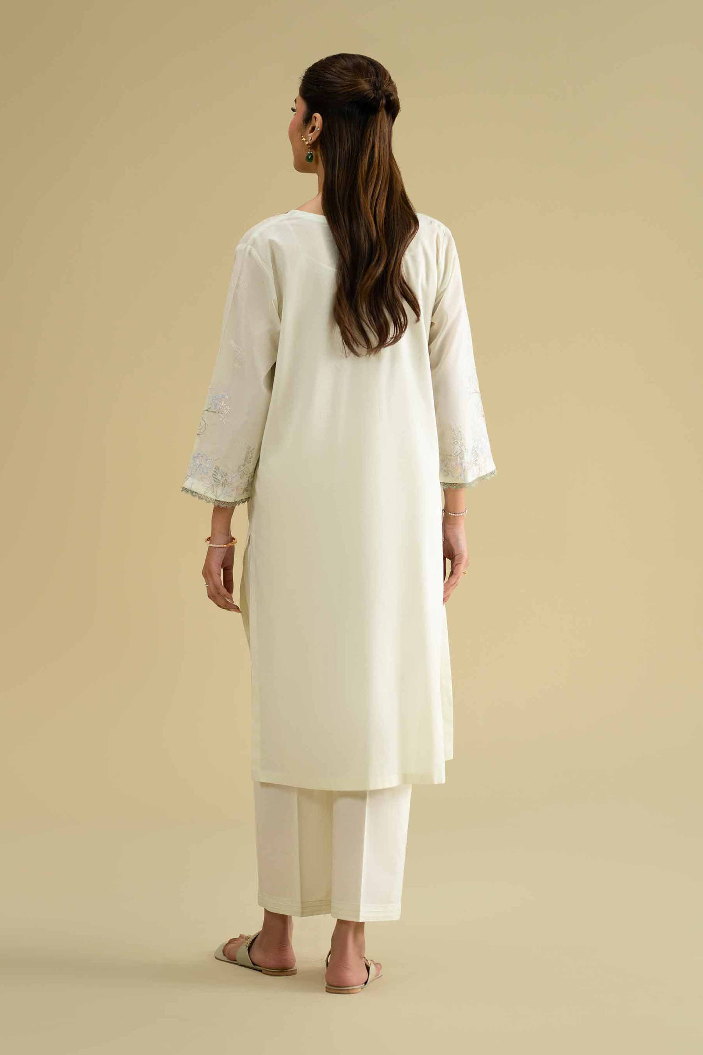 NISHAT Linen Ready-to-Wear 2-Piece Embroidered Lawn Suit – Off-White