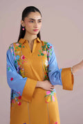 Nishat Linen 3-Piece Embroidered Cross Hatch Suit – Mustard Yellow & Sky Blue