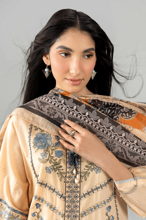 NISHAT Linen Printed 2 Piece Ready-to-Wear Pakistani Suit – Beige