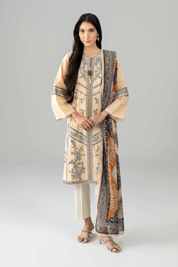 NISHAT Linen Printed 2 Piece Ready-to-Wear Pakistani Suit – Beige