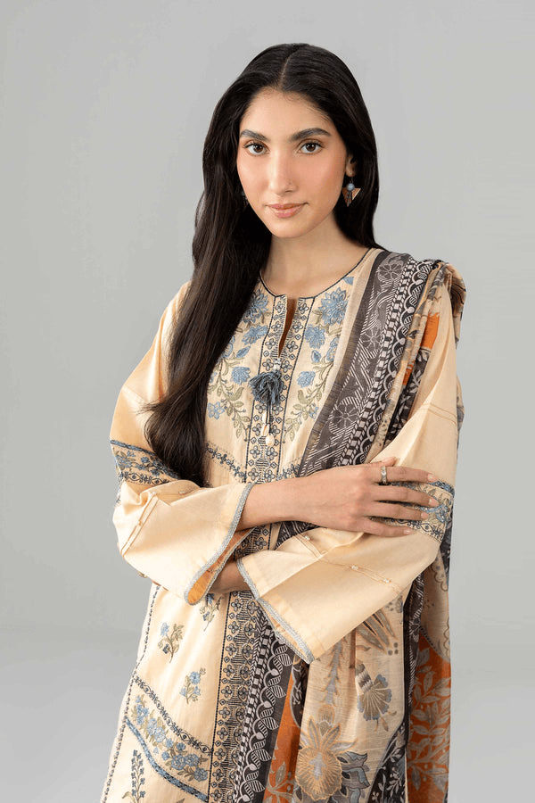 NISHAT Linen Printed 2 Piece Ready-to-Wear Pakistani Suit – Beige