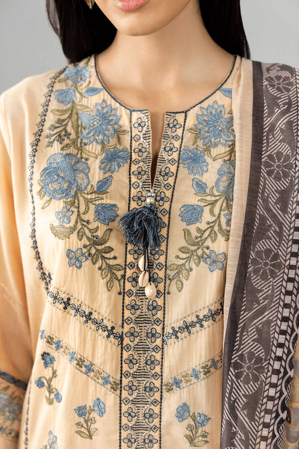 NISHAT Linen Printed 2 Piece Ready-to-Wear Pakistani Suit – Beige