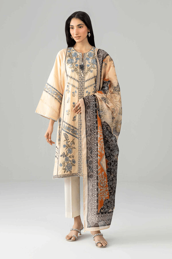 NISHAT Linen Printed 2 Piece Ready-to-Wear Pakistani Suit – Beige