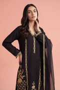 Nishat Linen 3-Piece Embroidered Festive Suit – Onyx Black & Gold
