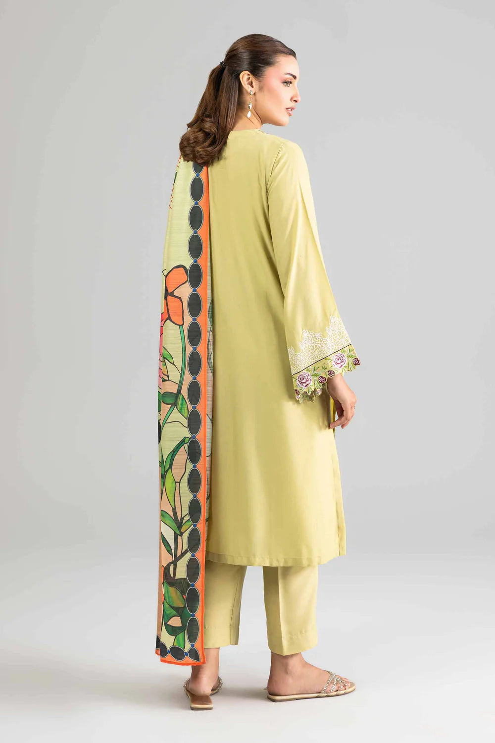 Nishat Linen 3-Piece Embroidered Cross Hatch Suit – Lime Green