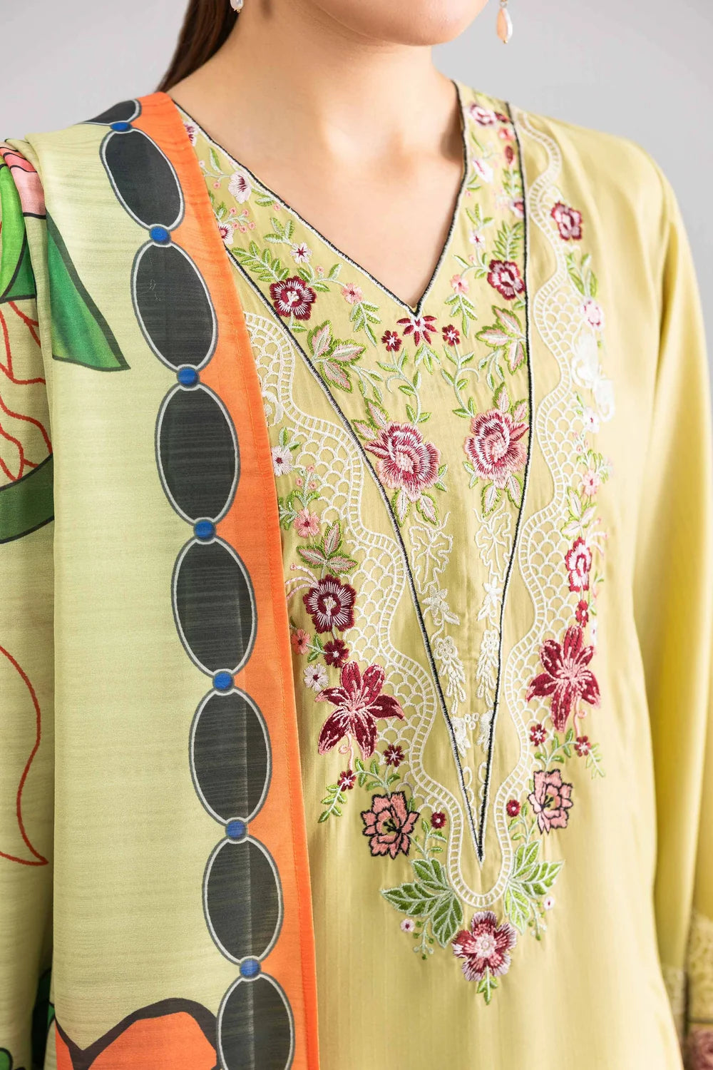 Nishat Linen 3-Piece Embroidered Cross Hatch Suit – Lime Green