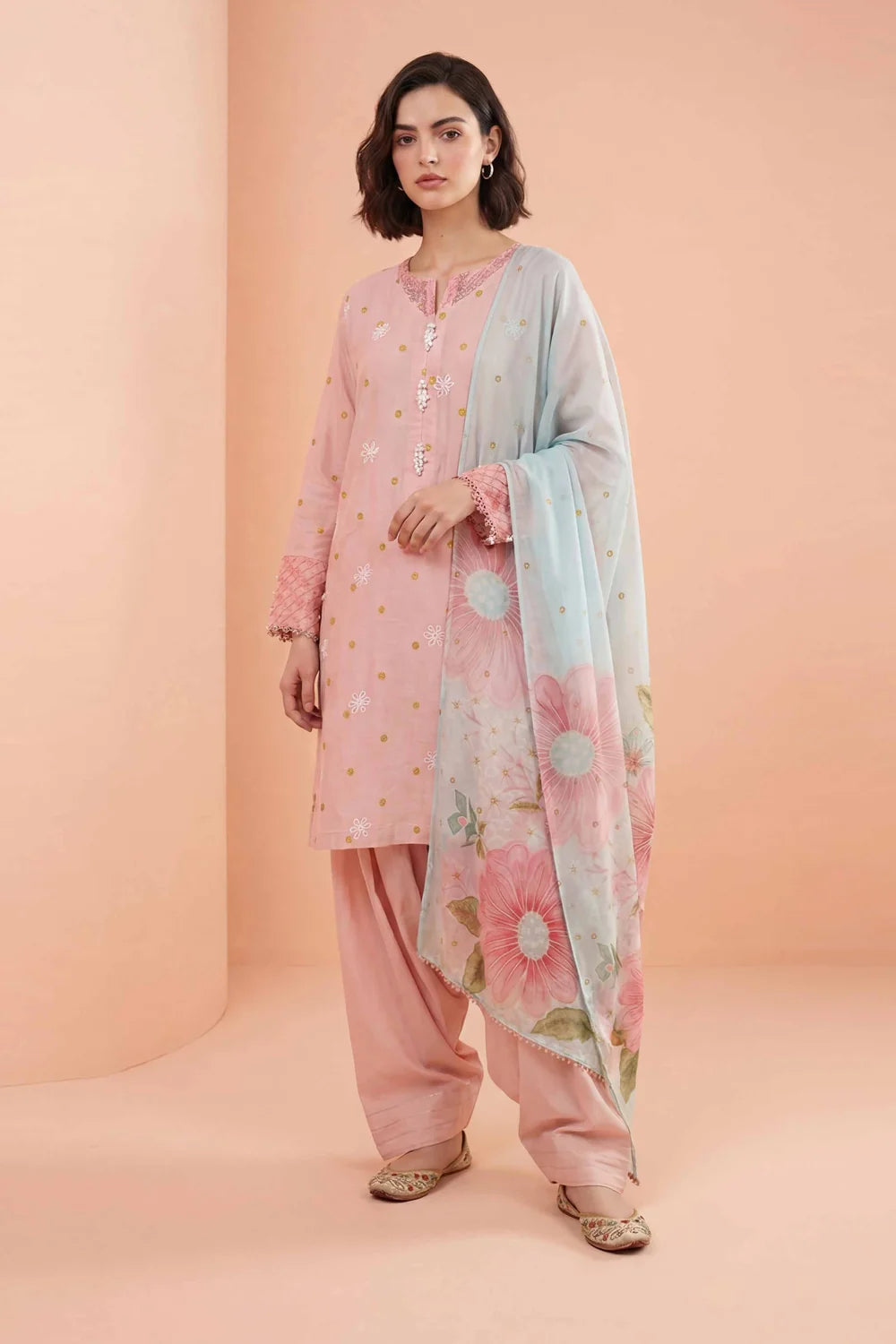 NISHAT Linen Ready-to-Wear 3-Piece Embroidered Lawn Suit – Pink