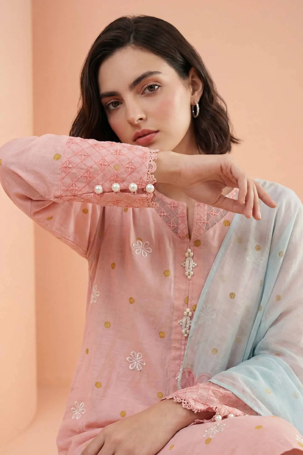 NISHAT Linen Ready-to-Wear 3-Piece Embroidered Lawn Suit – Pink