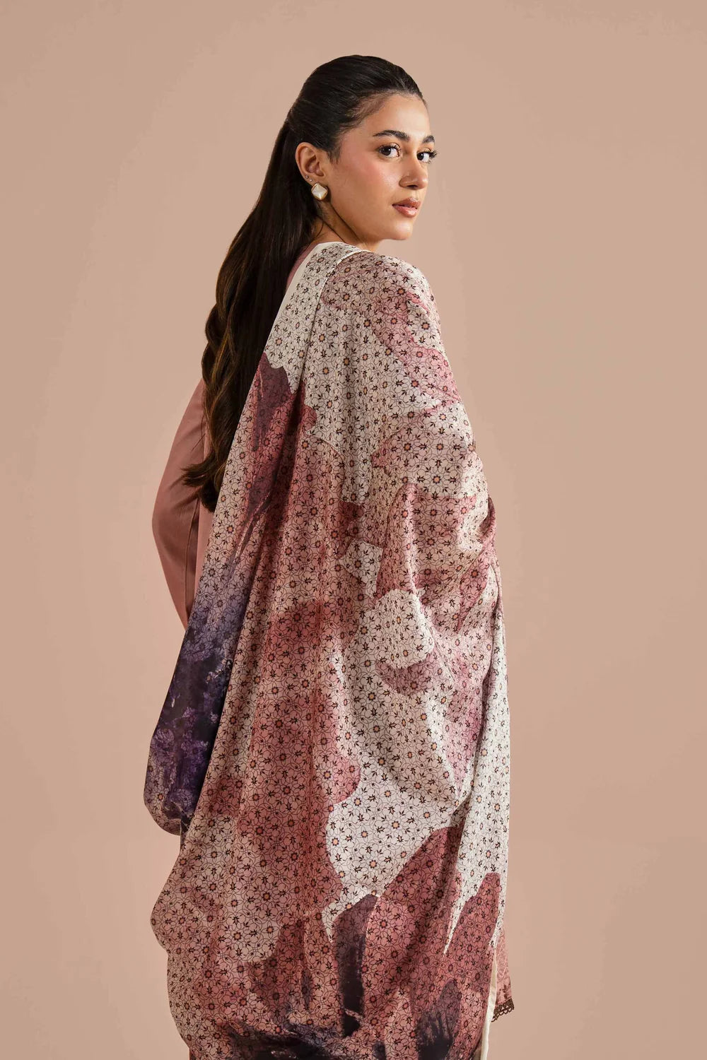 Nishat Linen 3-Piece Embroidered Cross Hatch Suit – Tea Pink