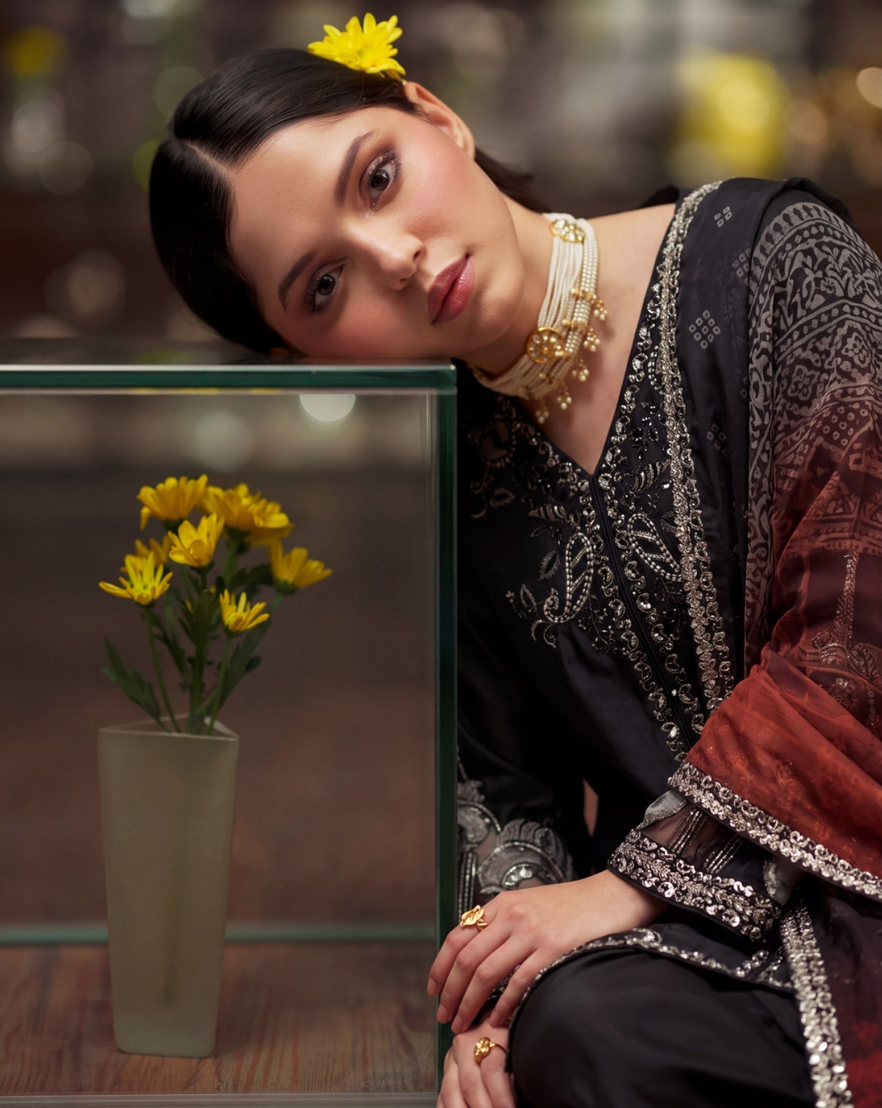 Zeenat Pret Silk Embroidered Stitched 3-Piece Suit - Jet Black