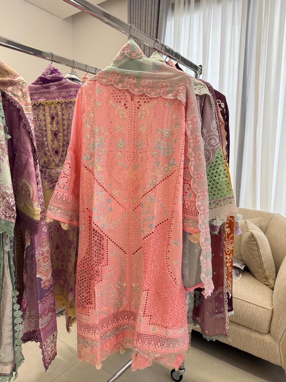 Shanshe LUMERE – Luxury Embroidered Lawn 3-Piece Ready-to-Wear Suit | Pink