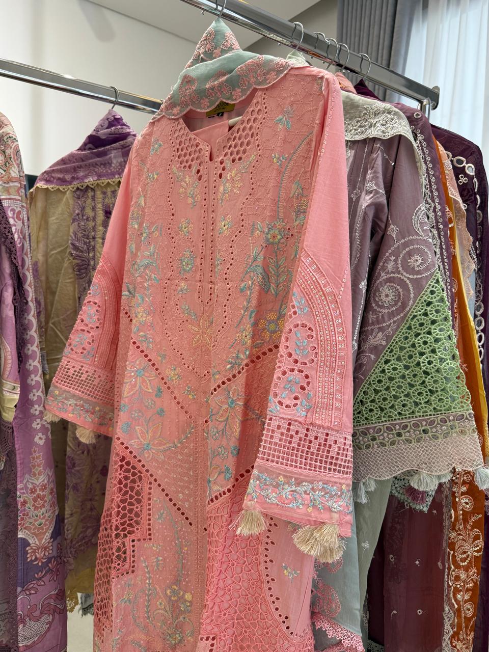 Shanshe LUMERE – Luxury Embroidered Lawn 3-Piece Ready-to-Wear Suit | Pink