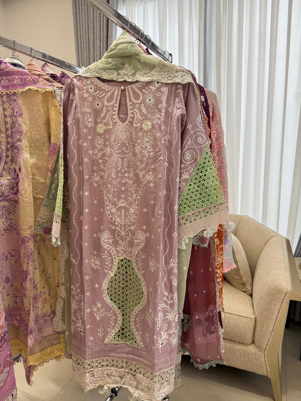 Shanshe LUMERE – Luxury Embroidered Lawn 3-Piece Ready-to-Wear Suit | Lilac Mist