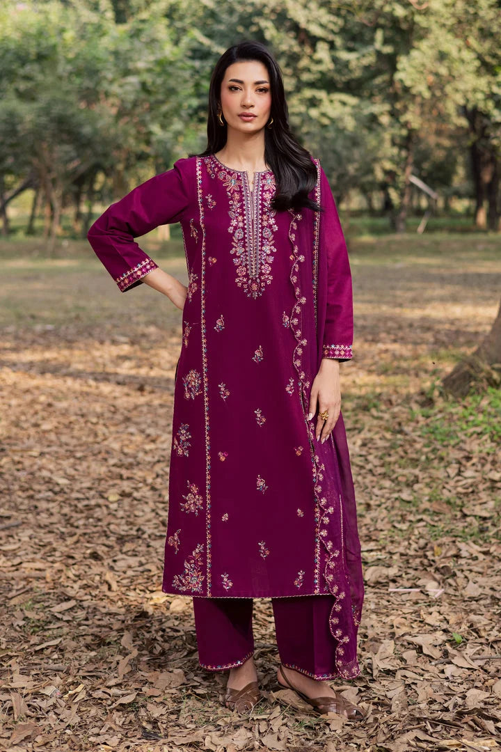 Gulposh by Misbah Embroidered 3-Piece Suit - Magenta Purple