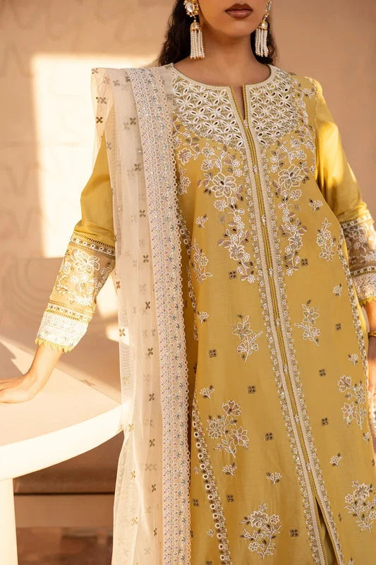 Gulposh by Misbah Embroidered 3-Piece Suit - Mustard Yellow