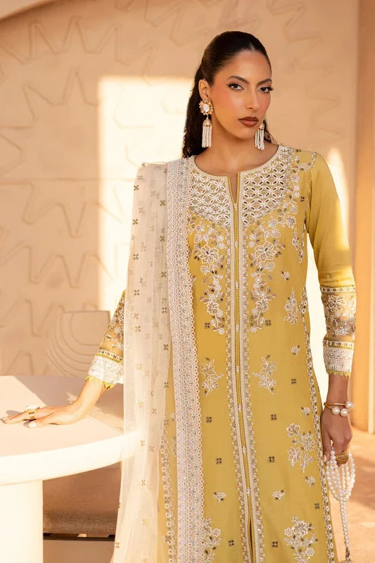 Gulposh by Misbah Embroidered 3-Piece Suit - Mustard Yellow