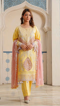 Shanshe LUMERE – Luxury Embroidered Lawn 3-Piece Ready-to-Wear Suit | Mustard Yellow