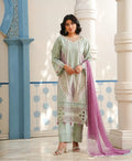 Shanshe LUMERE – Luxury Embroidered Lawn 3-Piece Ready-to-Wear Suit | Sage Green