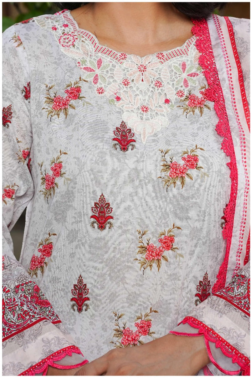 SHANSHE Monsoon Collection –  3-Piece Ready-to-Wear Suit Off-White & Pink
