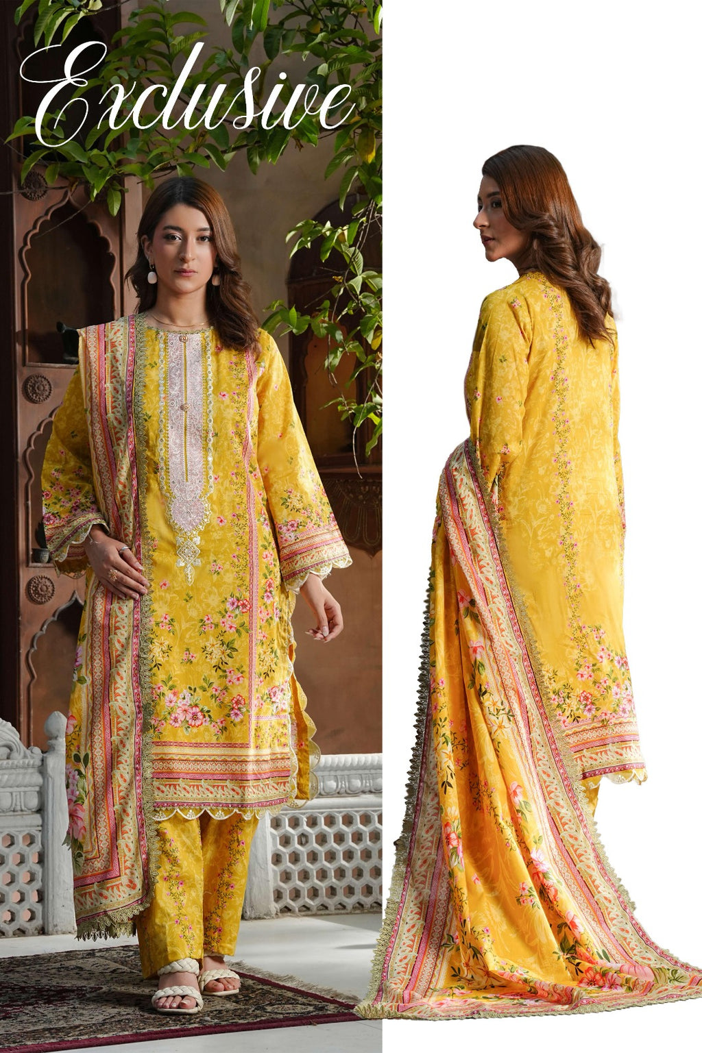 SHANSHE Monsoon Collection – Mustard Yellow 3-Piece Ready-to-Wear Suit