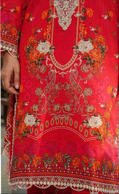 SHANSHE Monsoon Collection –  3-Piece Ready-to-Wear Suit Red Orange