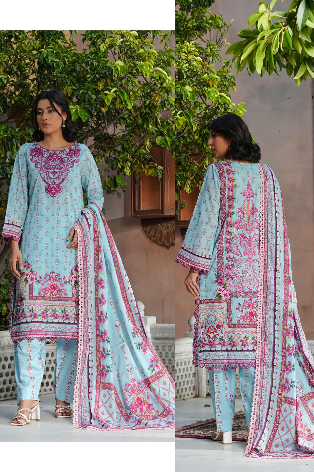 SHANSHE Monsoon Collection –  3-Piece Ready-to-Wear Suit Sky Blue