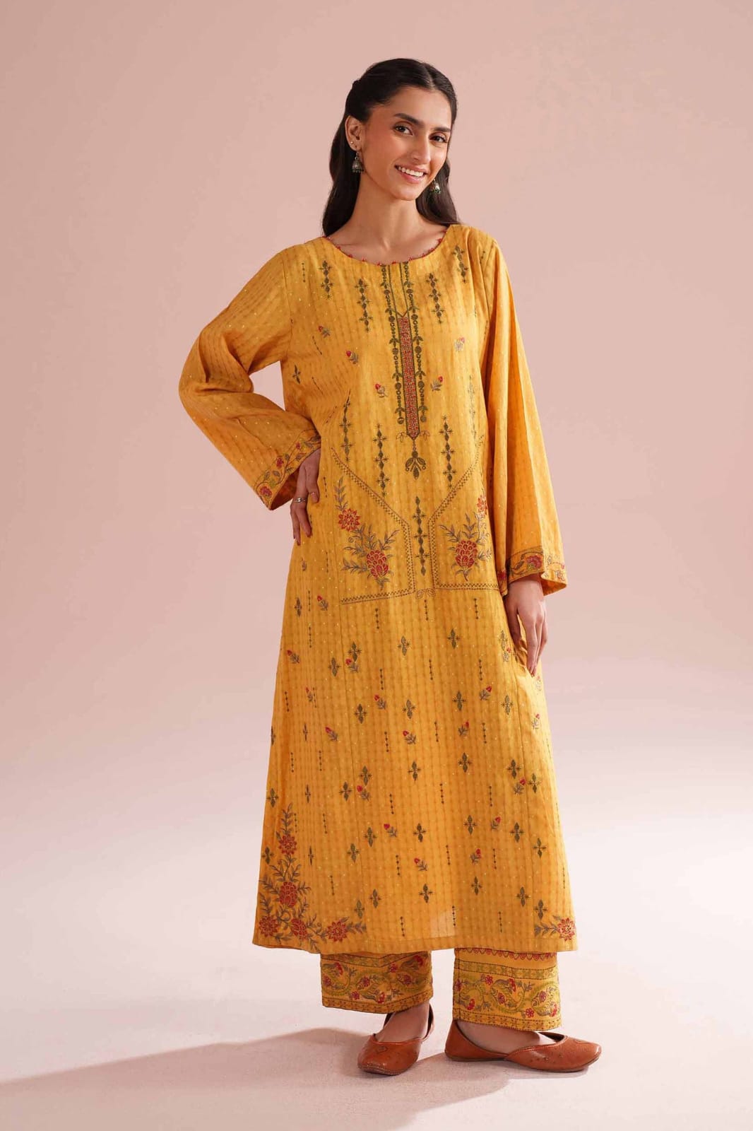 NISHAT Linen Ready-to-Wear 2-Piece Embroidered Lawn Suit – Mastered Yellow