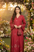 ETHNC Rozana Magenta Pink Embroidered 1-Piece Viscose Kaftan Dress - Magenta Pink