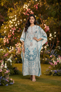 ETHNC Sky Blue Printed Chamoise Silk 1-Piece Kaftan Dress - Sky Blue