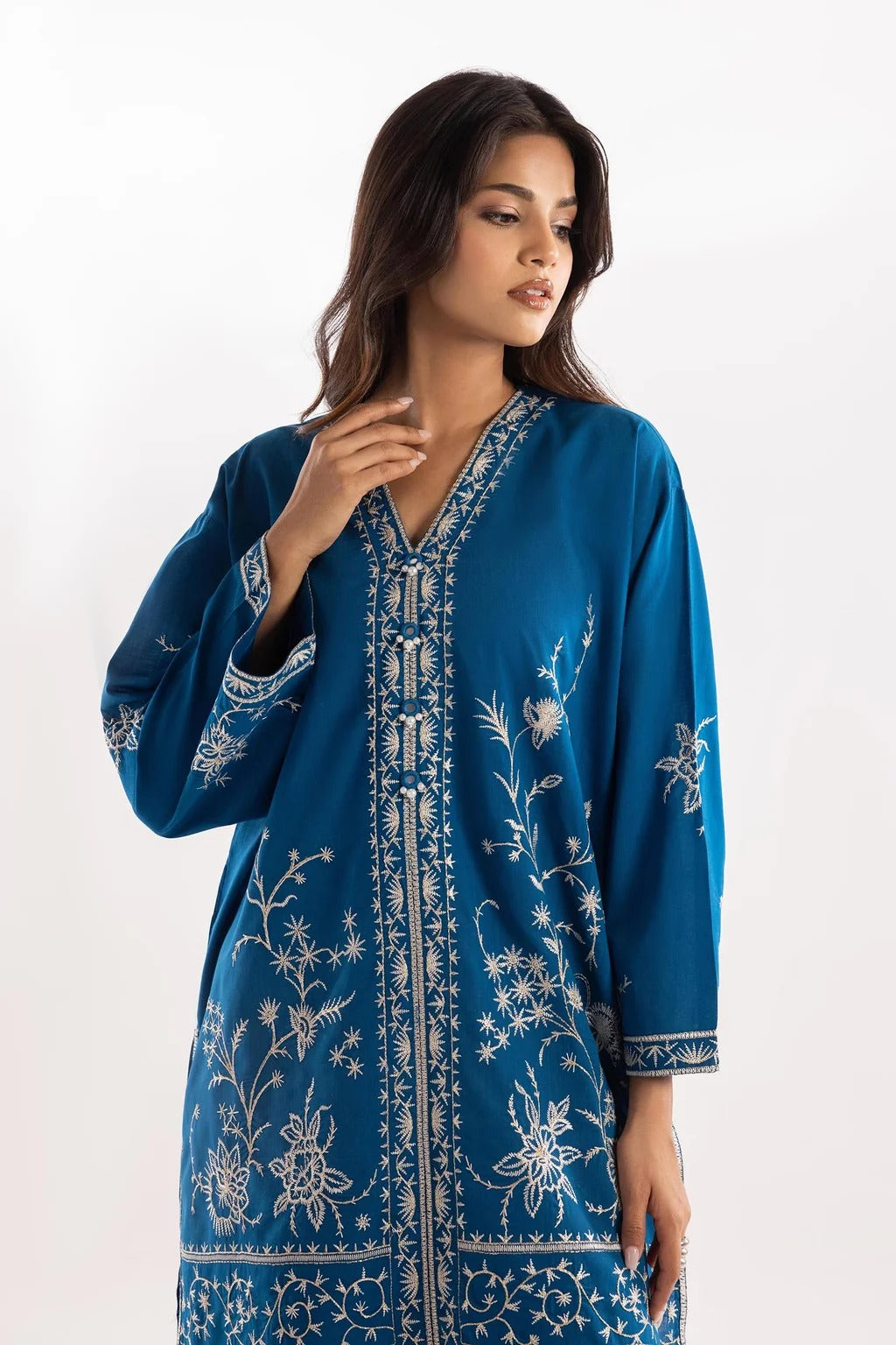 Sana Safinaz Embroidered 2-Piece Blended Lawn Suit – Teal Blue