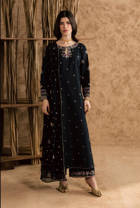 Zeenat Pret Embroidered Lawn 3-Piece Suit - Black