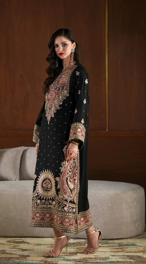 Long straight embroidered kameez