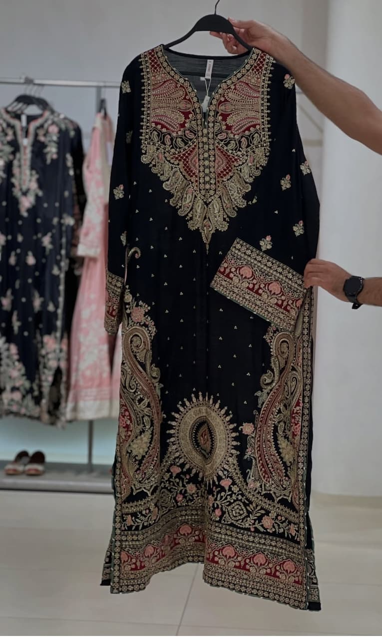 Long straight embroidered kameez