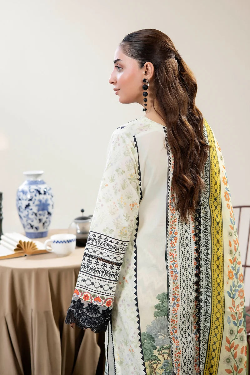 Adan's Libas Digitally Printed Lawn 3-Piece Suit - Off-White Ivory