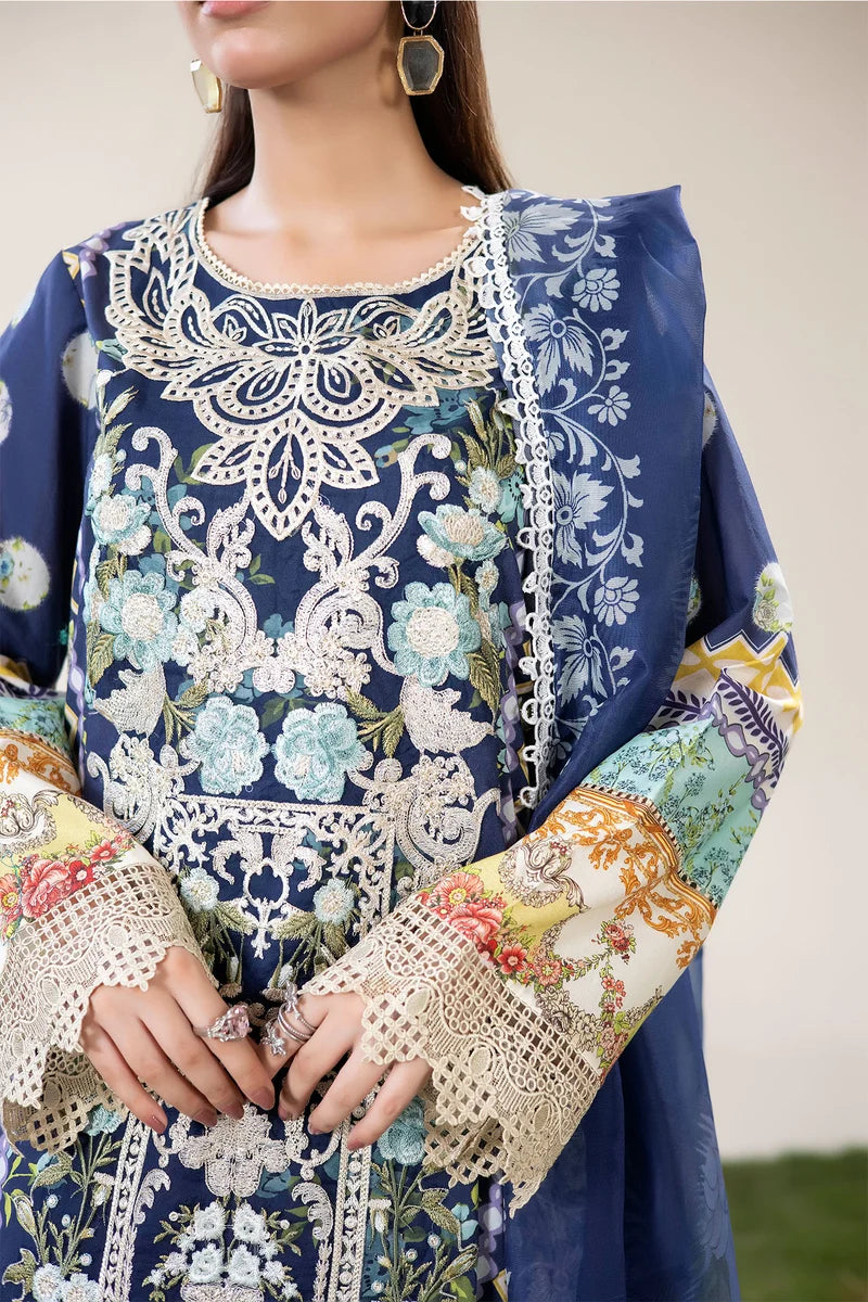 Adan's Libas Digitally Printed Lawn 3-Piece Suit - Navy Blue
