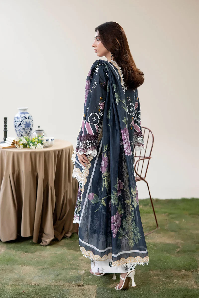 Adan's Libas Digitally Printed Lawn 3-Piece Suit - Charcoal Black