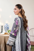 Adan's Libas Digitally Printed Lawn 3-Piece Suit - Black & Purple