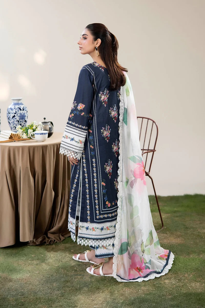 Adan's Libas Digitally Printed Lawn 3-Piece Suit - Midnight Navy Blue