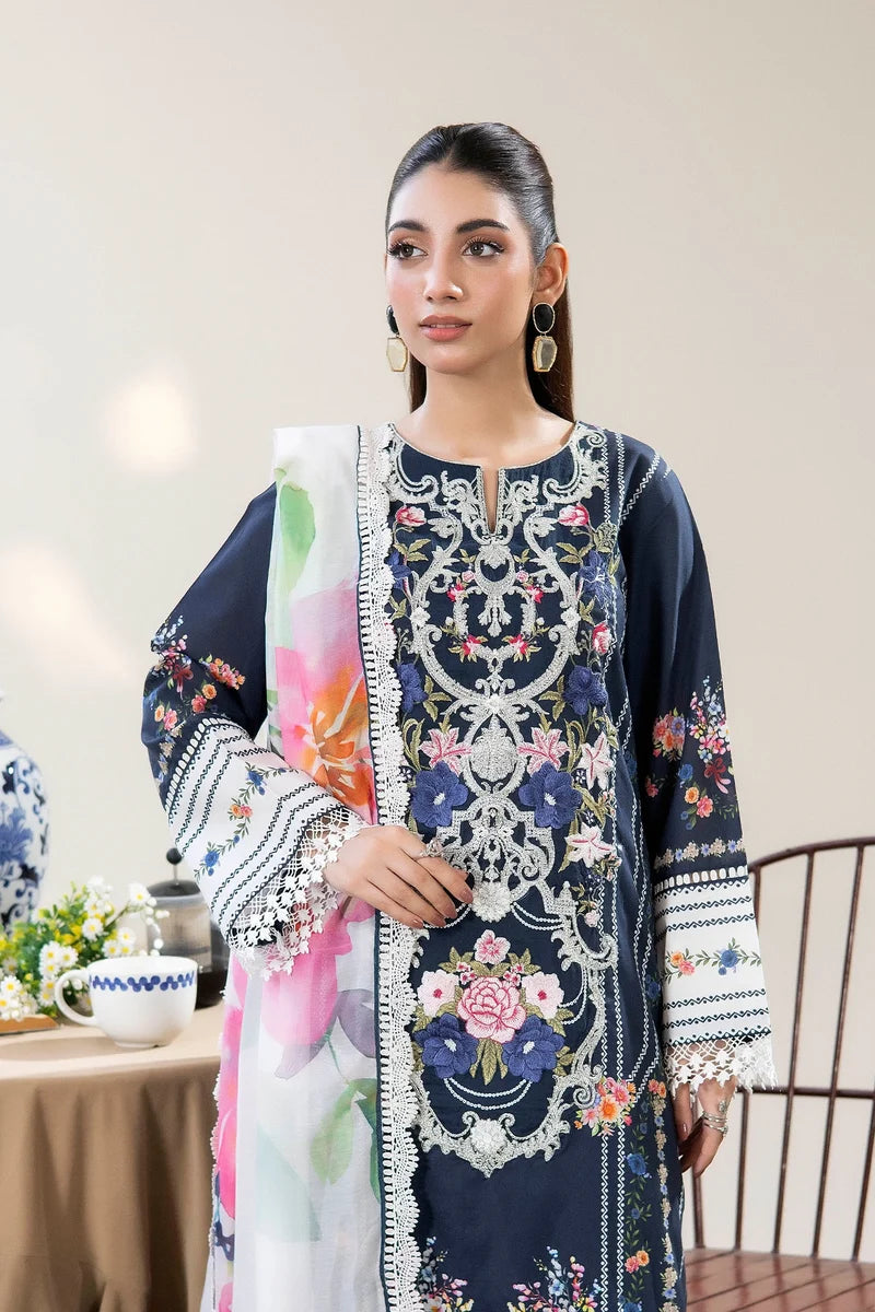 Adan's Libas Digitally Printed Lawn 3-Piece Suit - Midnight Navy Blue