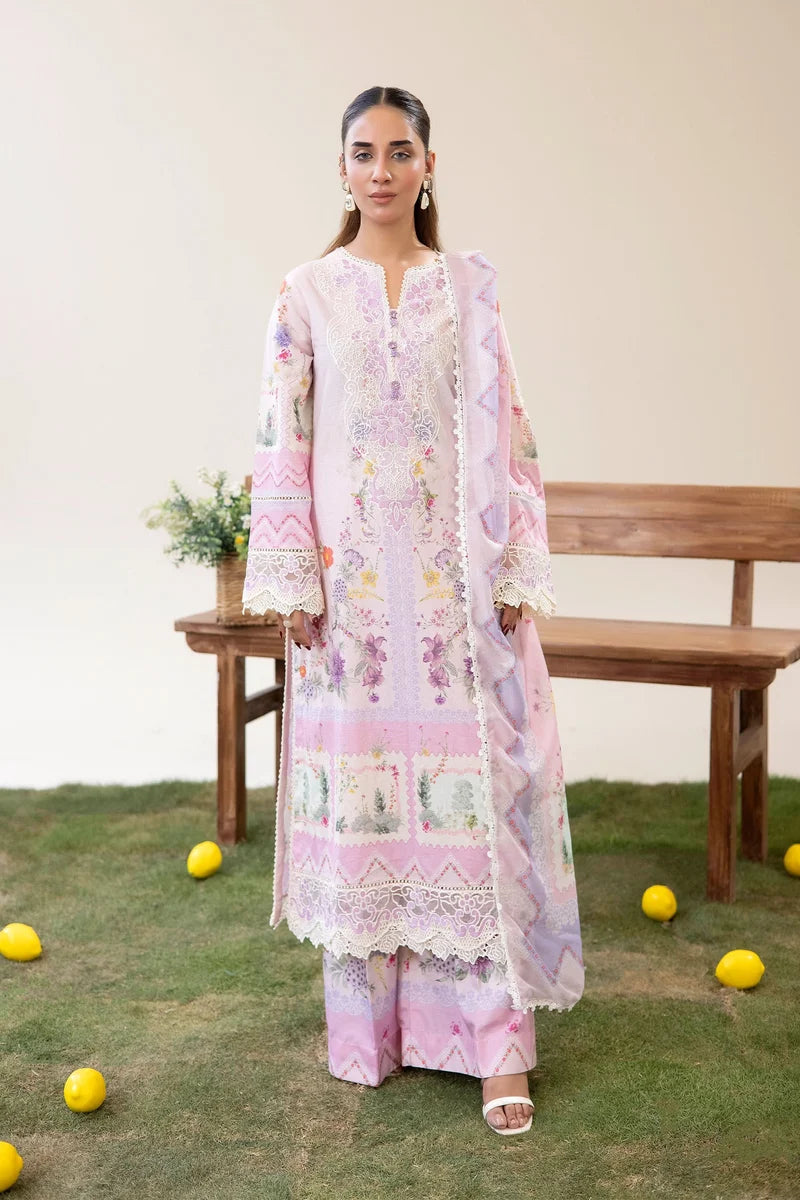 Adan's Libas Digitally Printed Lawn 3-Piece Suit - Blush Pink & Lilac