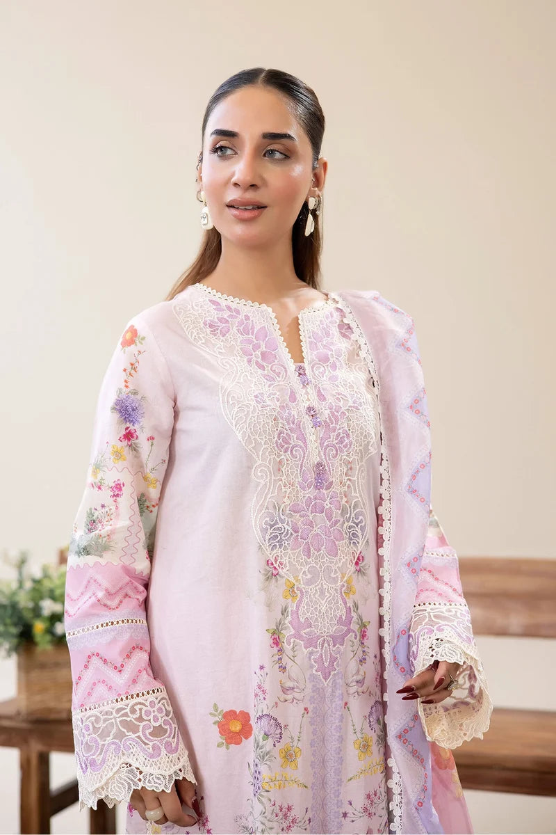 Adan's Libas Digitally Printed Lawn 3-Piece Suit - Blush Pink & Lilac