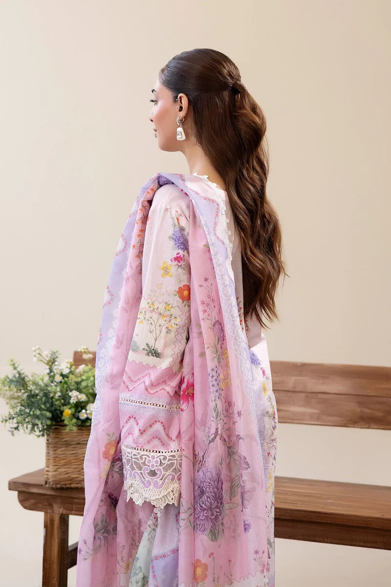 Adan's Libas Digitally Printed Lawn 3-Piece Suit - Blush Pink & Lilac