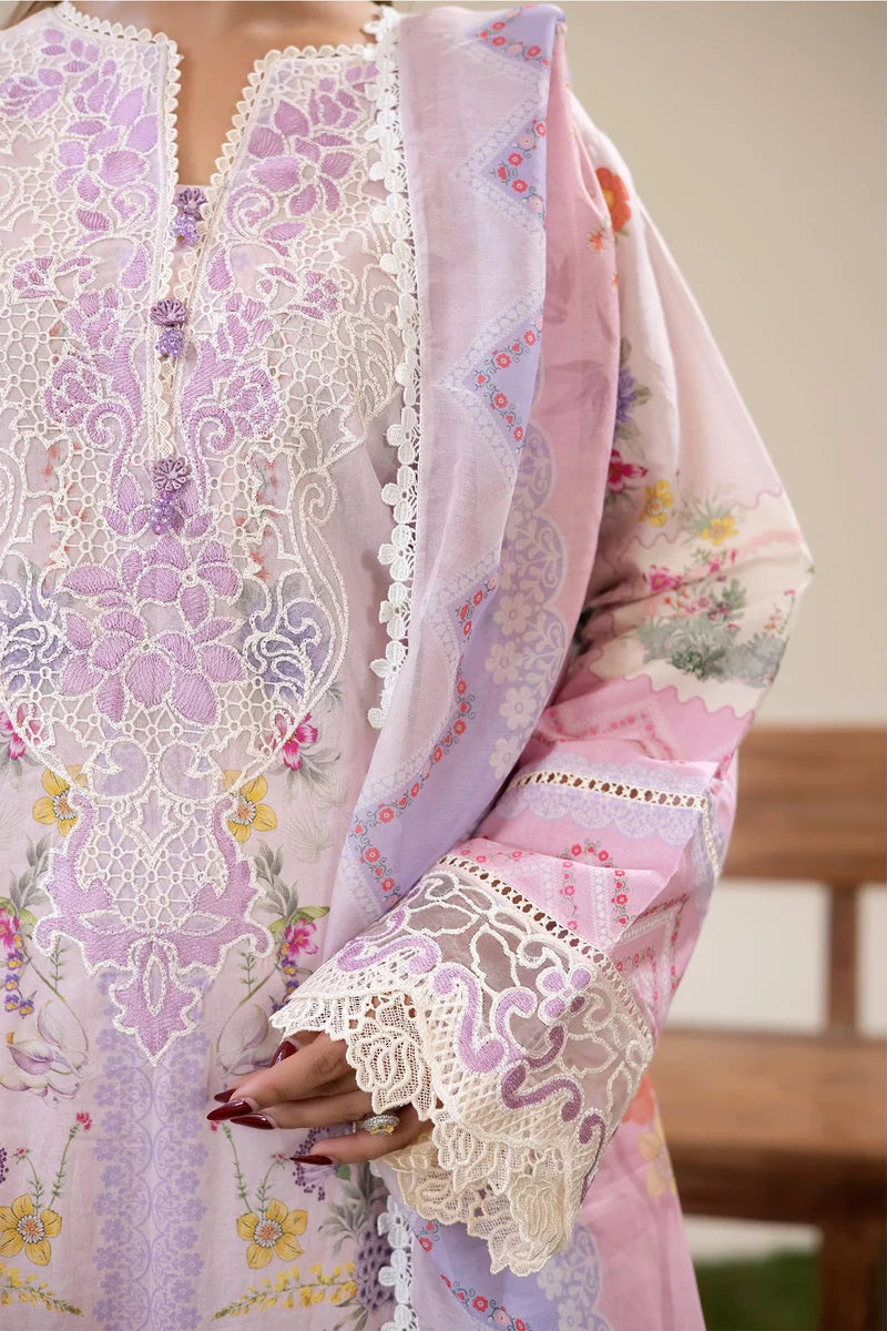 Adan's Libas Digitally Printed Lawn 3-Piece Suit - Blush Pink & Lilac