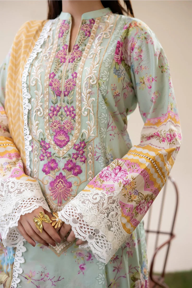 Adan's Libas Digitally Printed Lawn 3-Piece Suit - Mint Green & Yellow