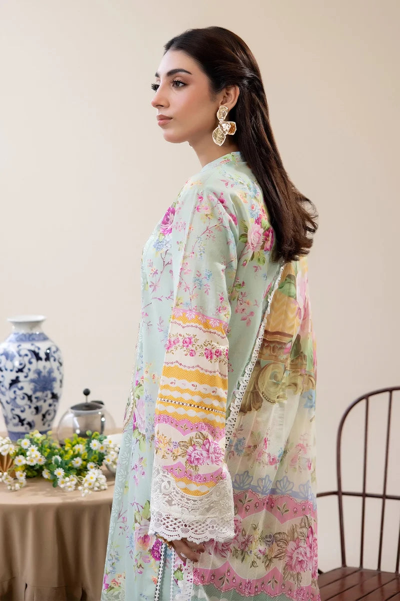 Adan's Libas Digitally Printed Lawn 3-Piece Suit - Mint Green & Yellow